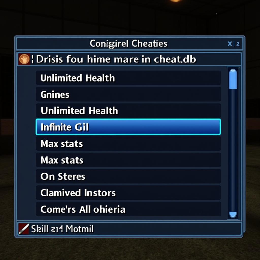 Crisis Core Cheat.db Download Menu