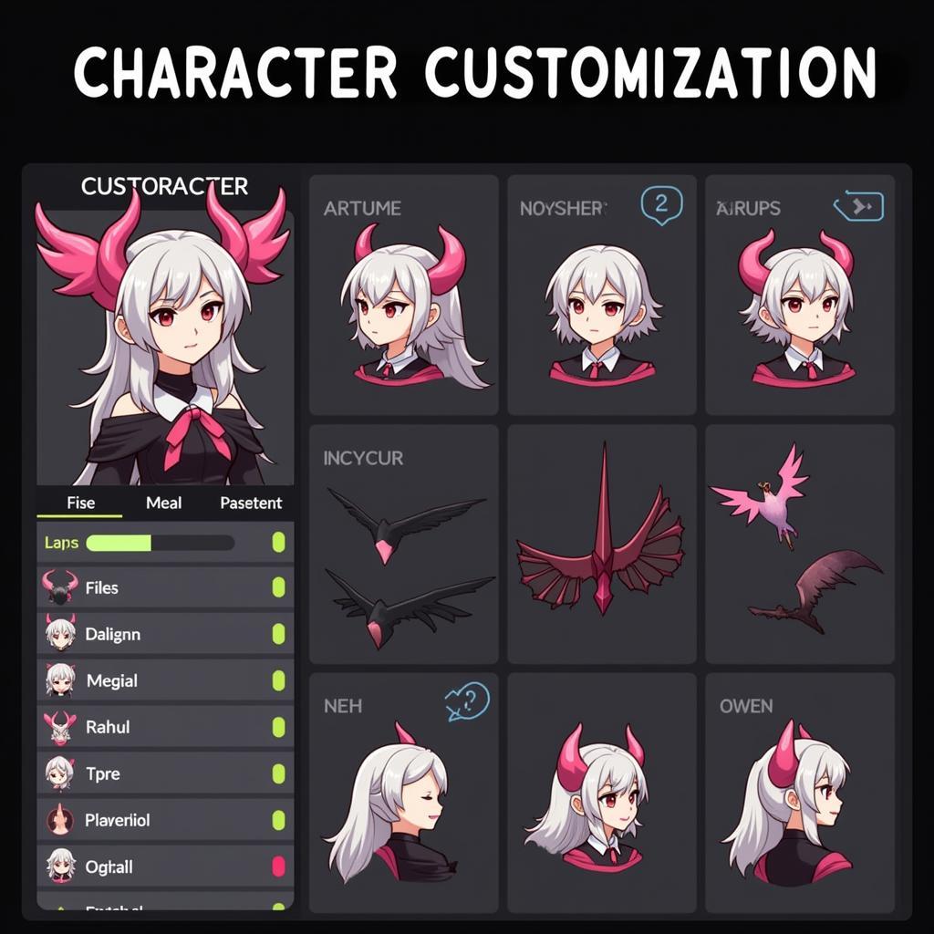 Demon Sword Incubus Character Customization Screen