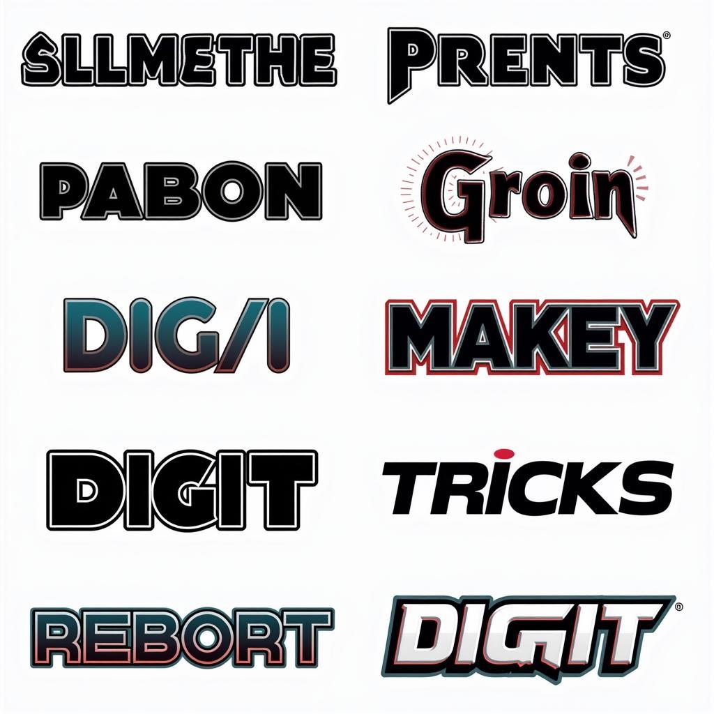 Examples of Different Digi Fonts