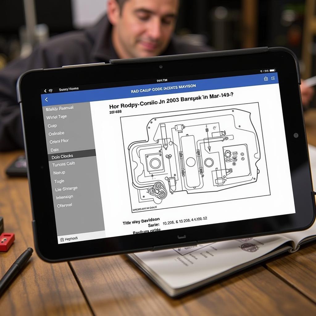 Accessing a 2003 Harley-Davidson Service Manual on a Tablet