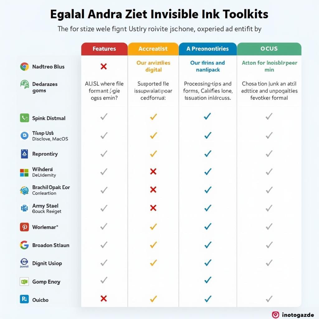 Digital Invisible Ink Toolkit Comparison Chart