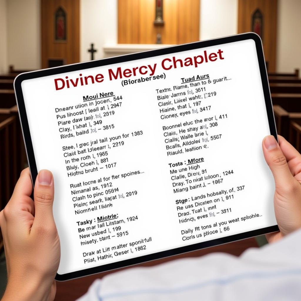 Reading the Divine Mercy Chaplet PDF on a Tablet