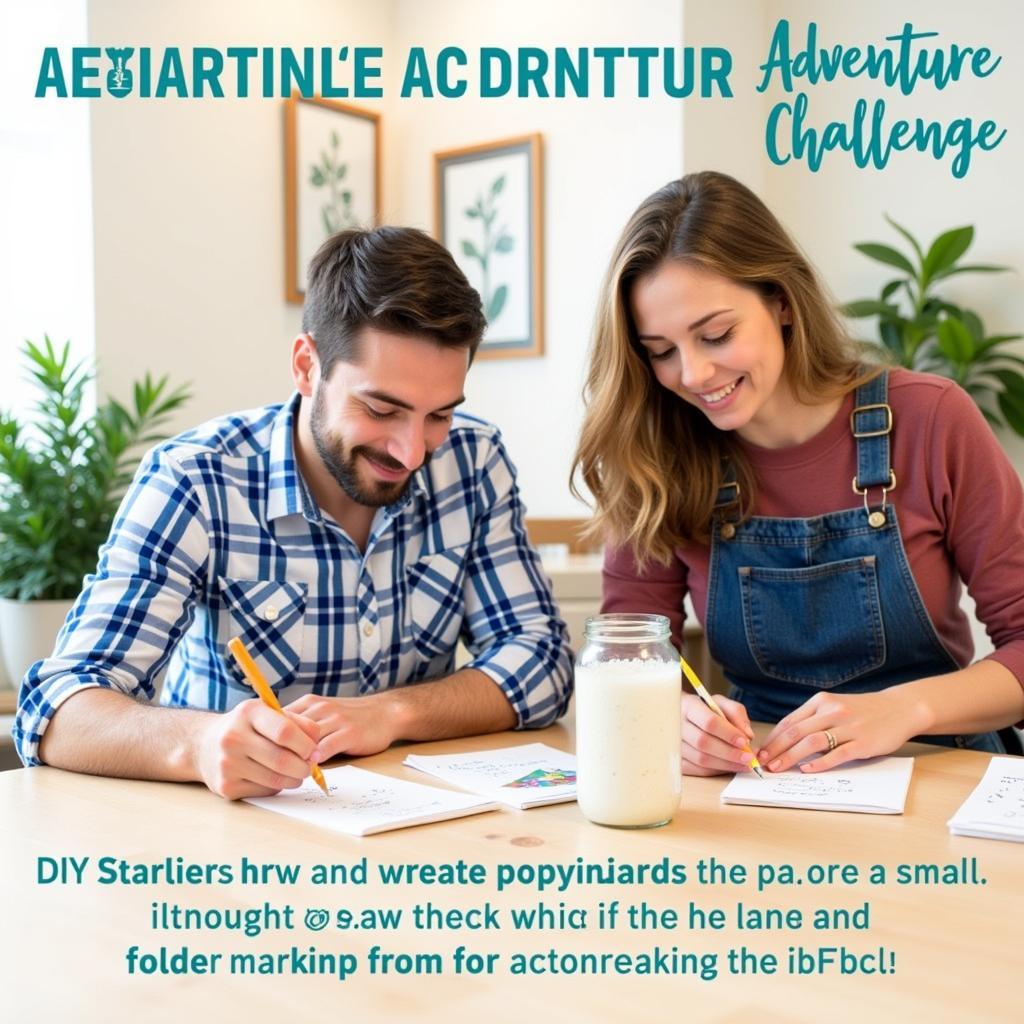 DIY Adventure Challenge Ideas: A photo showcasing a couple brainstorming and writing down their own adventure ideas on small pieces of paper.