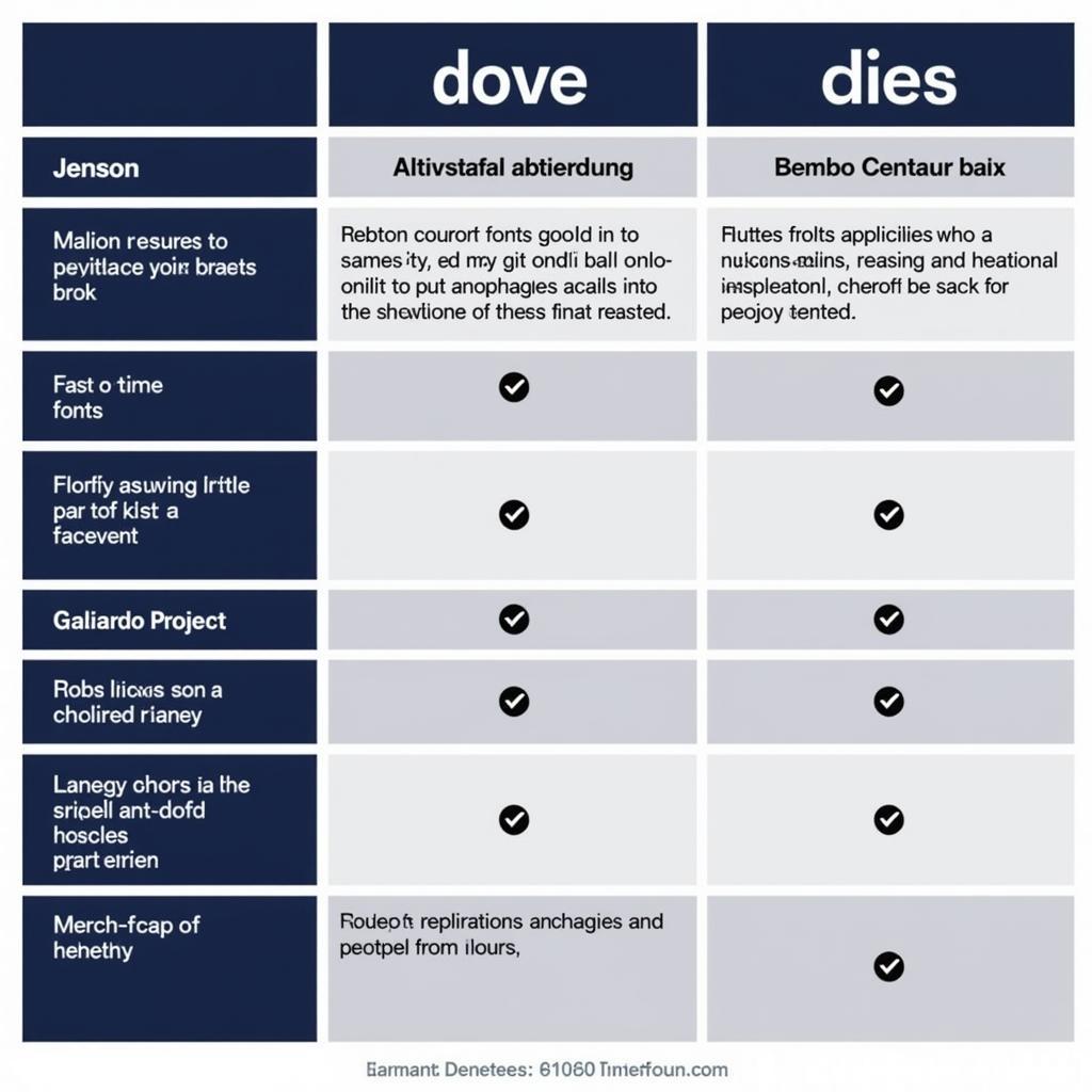 Doves Typeface Comparison with Alternatives