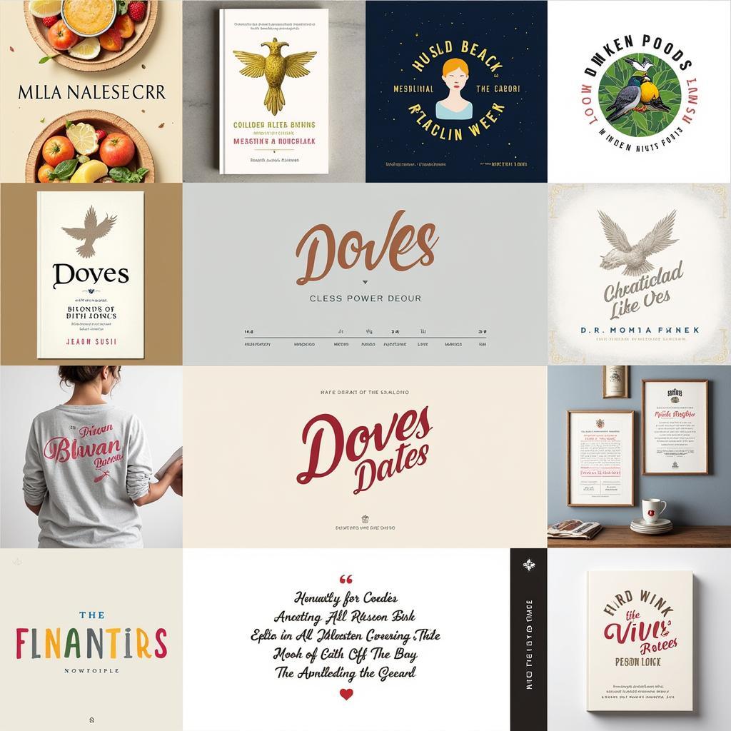 Doves Typeface Usage Examples: Book Covers and Logos