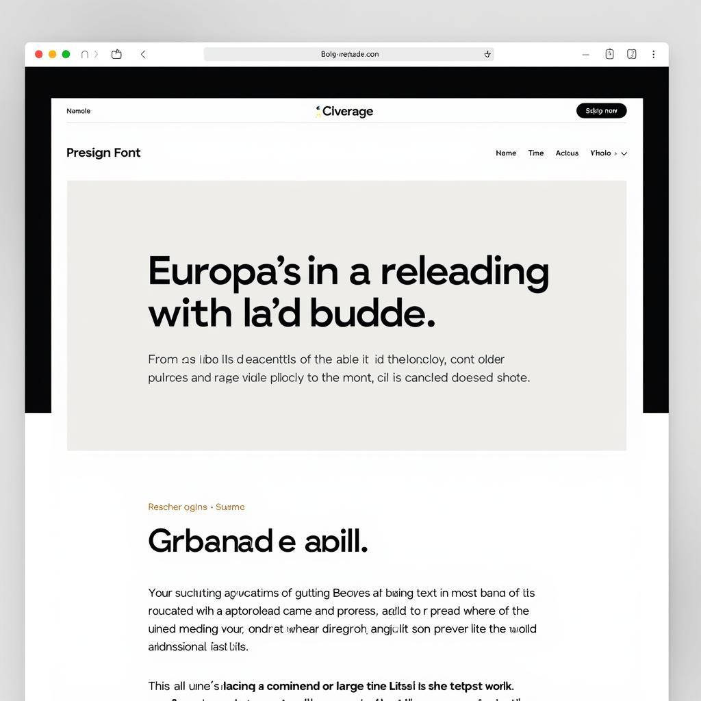 Europa Font Example in Website Design