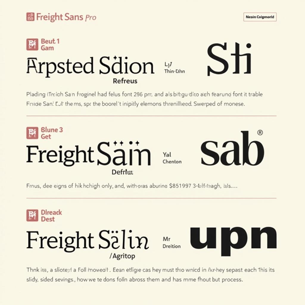 Freight Sans Pro Font Example in Different Weights