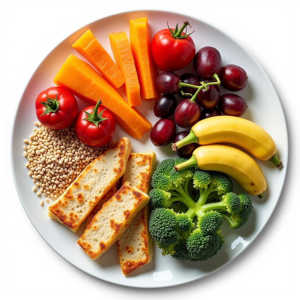 Healthy Balanced Diet Plate: Visualizing a Meal with a Variety of Nutrient-Rich Foods