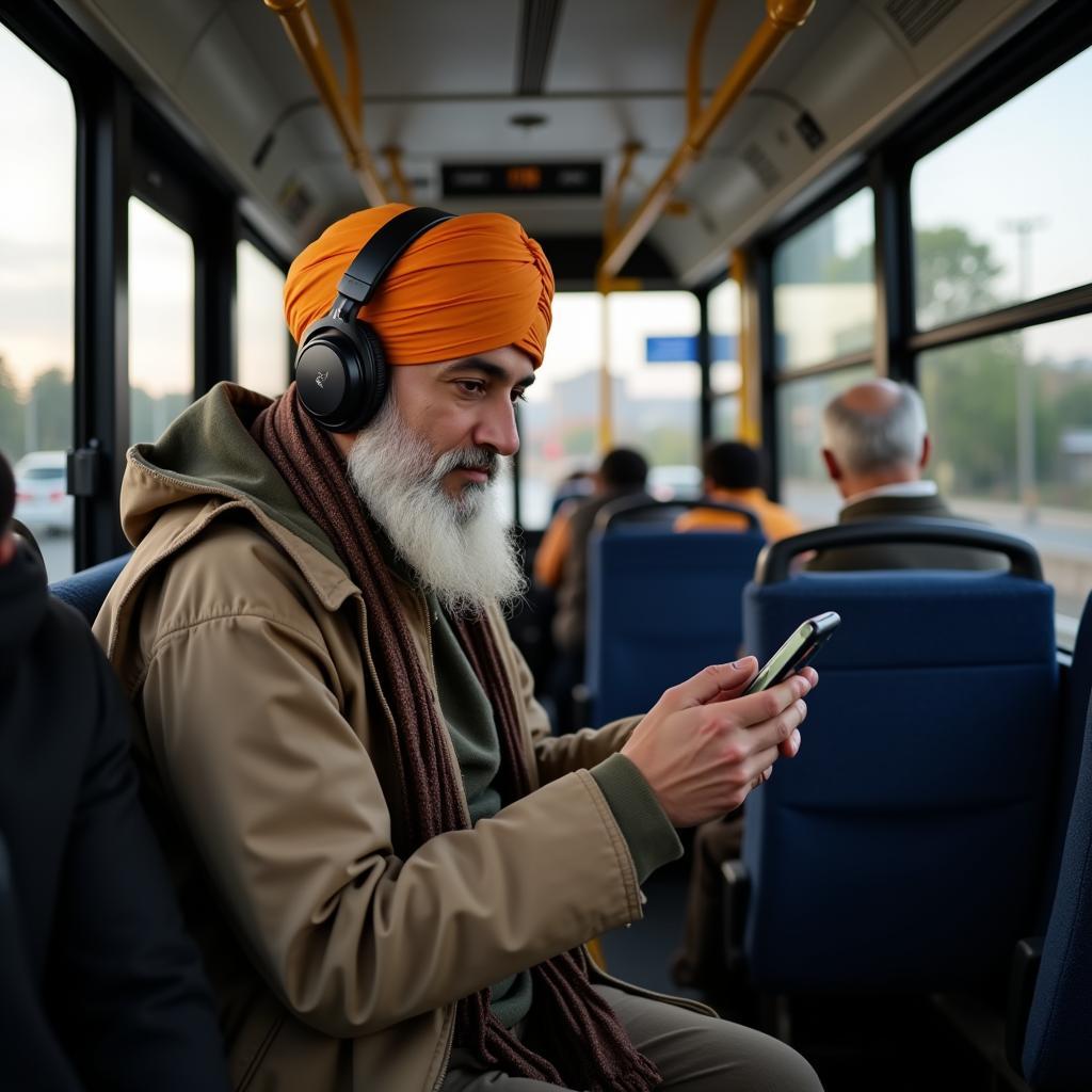 Listening to Japji Sahib MP3 on Mobile Phone