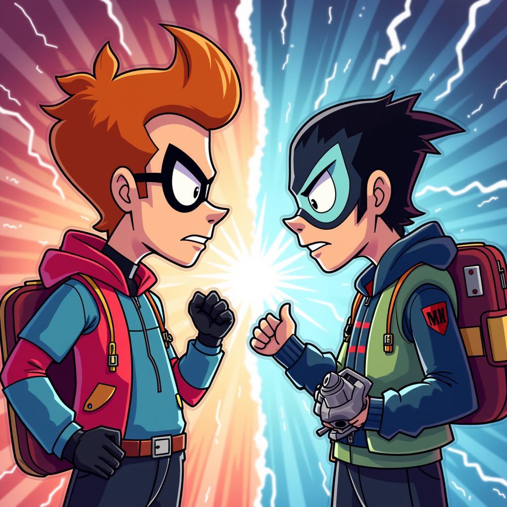 Jimmy Neutron and Jimmy Negatron Face-off