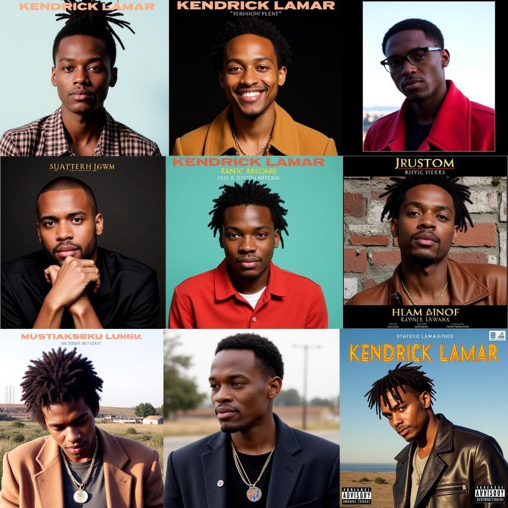 A collage of Kendrick Lamar's album covers