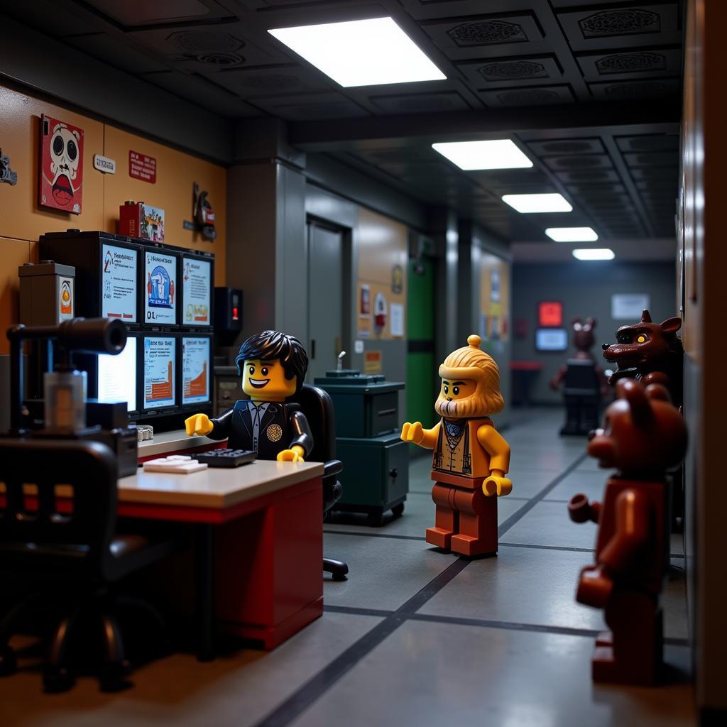 Custom Lego FNAF Night Scene - Security Office and Animatronics