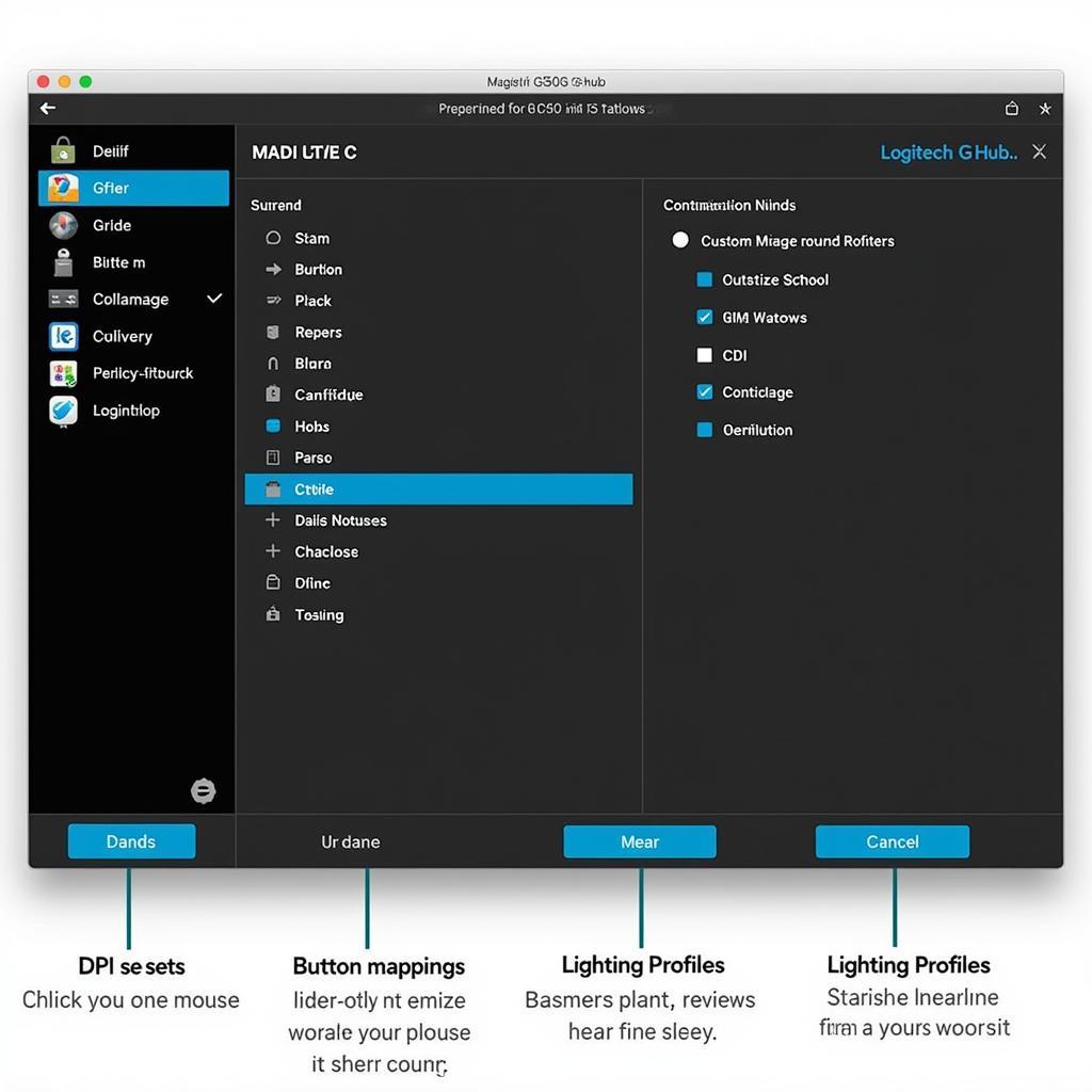 Logitech G Hub Software Interface for G502 Mouse