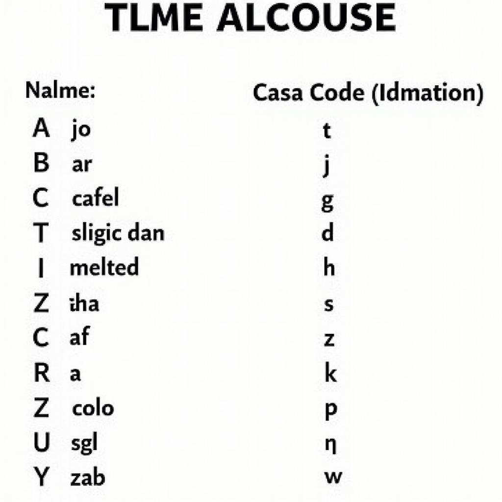 Military Alphabet Chart Showing Code Words for Each Letter