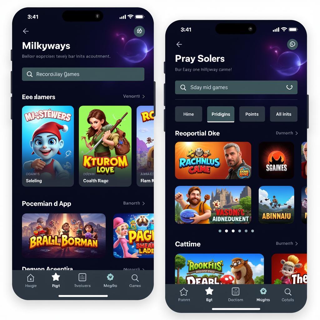 Milkyway Gaming App Interface