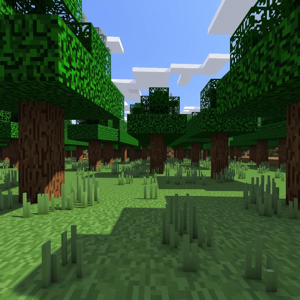 Minecraft Beta 1.7.3 Player Exploring Forest Biome