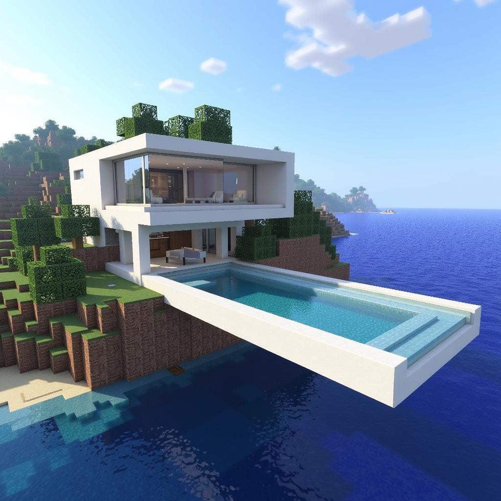 Modern Minecraft Mansion Download with Ocean View