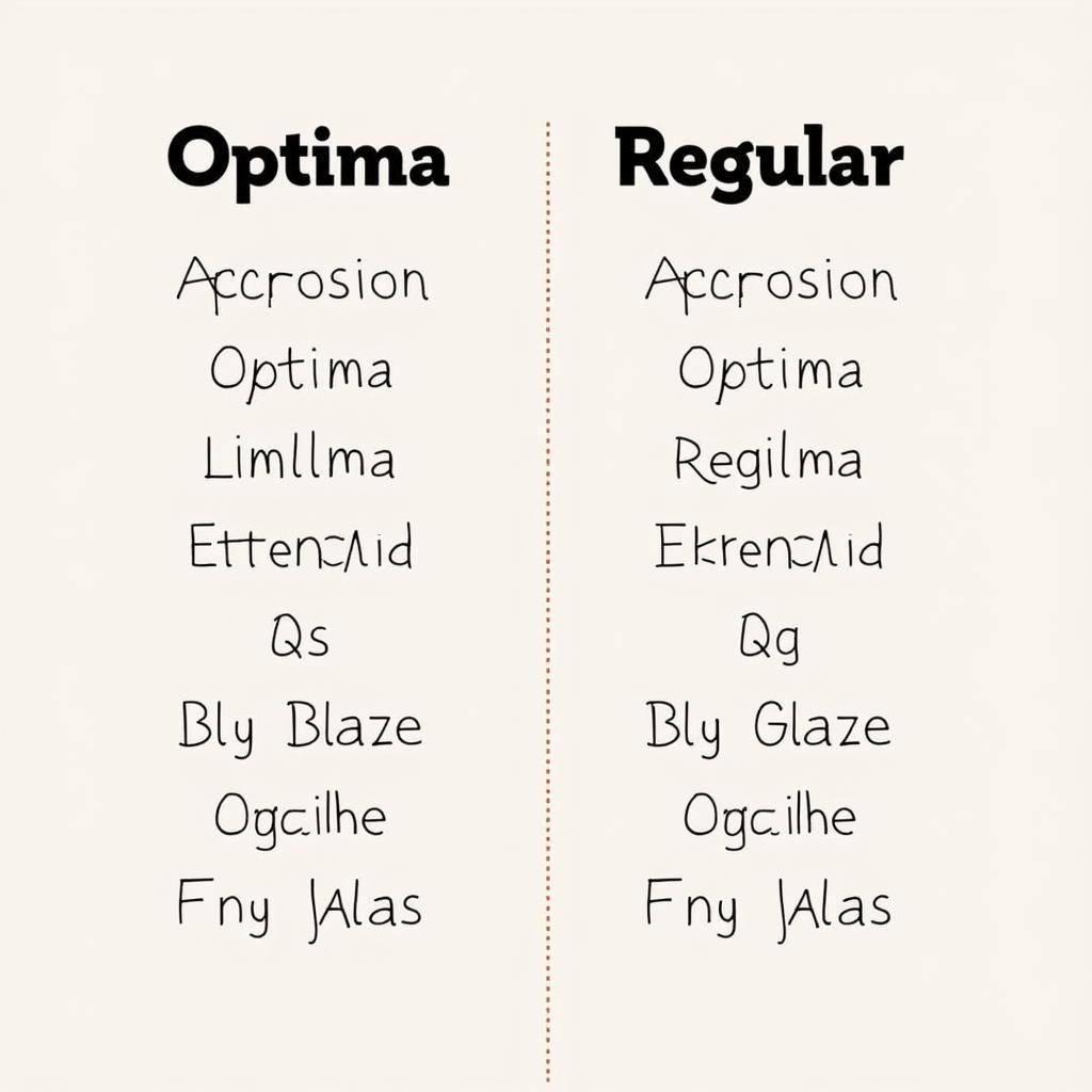 Comparison of Optima Font Alternatives