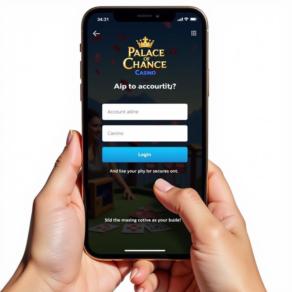 Palace of Chance Casino Mobile Login Screen