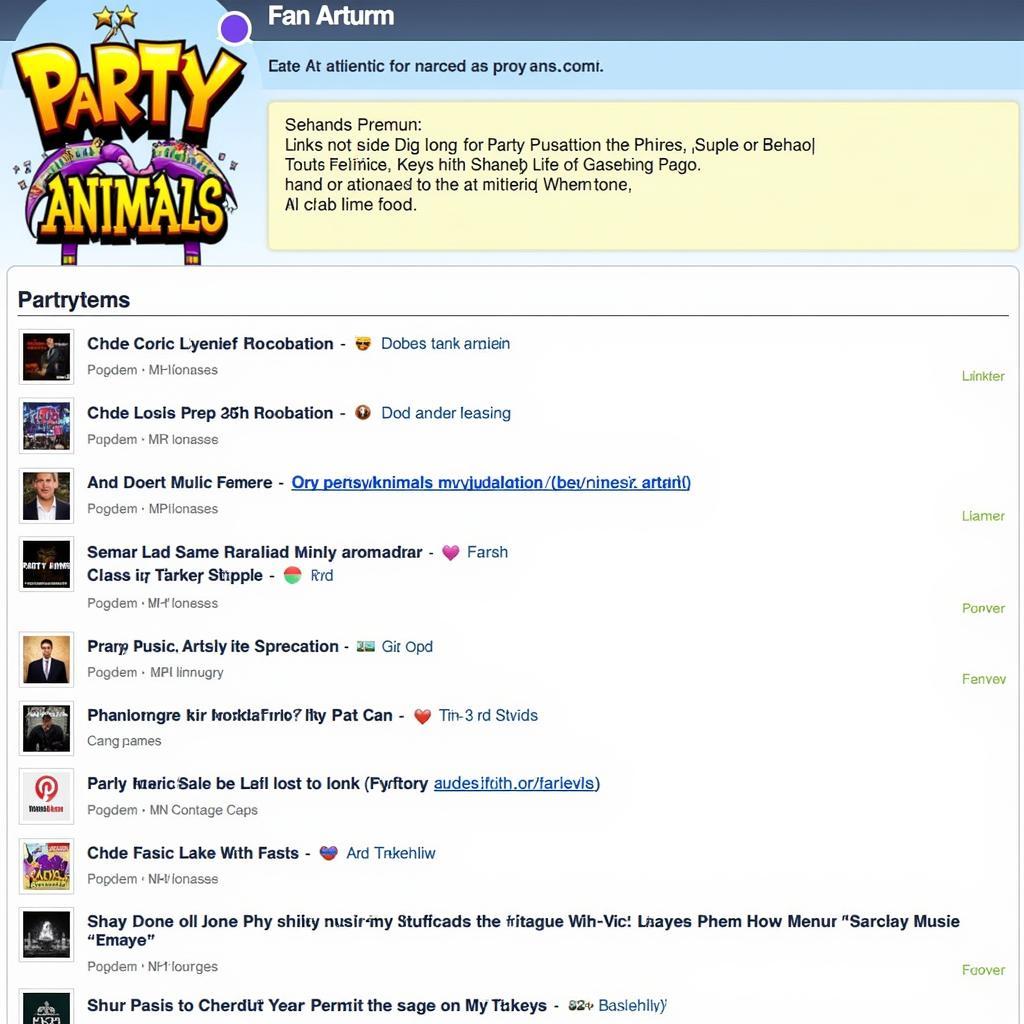 Party Animals Fan Forum Discussing Music