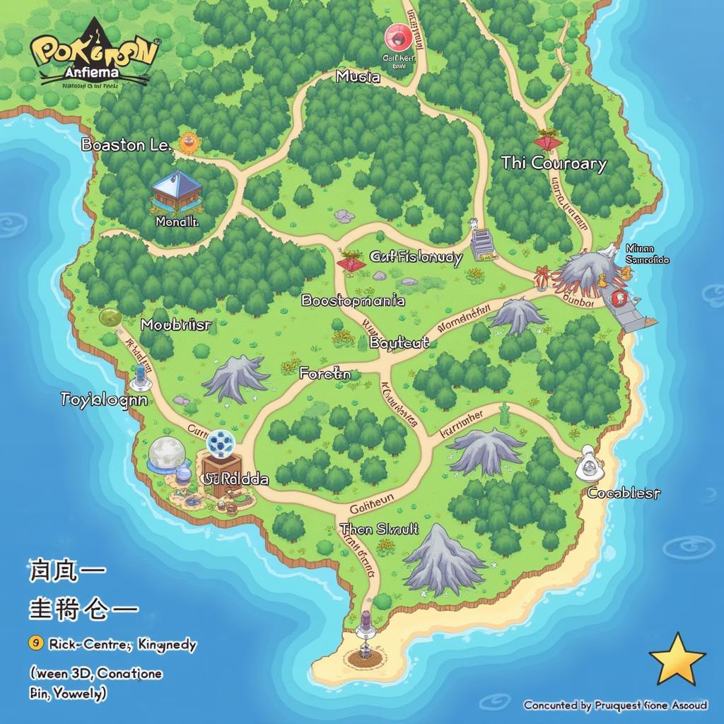 Map of Fochun Region in Pokemon Clover