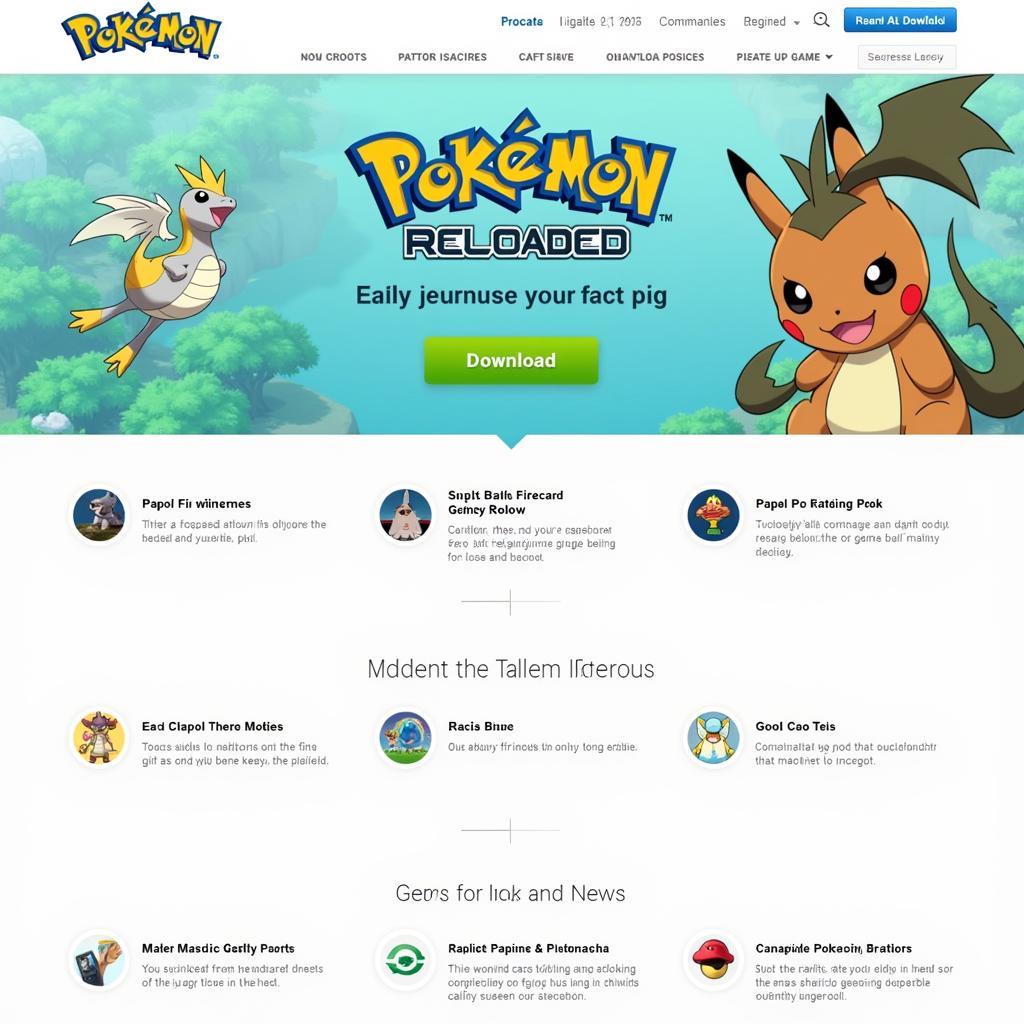 Pokemon Reloaded Download Homepage Screenshot