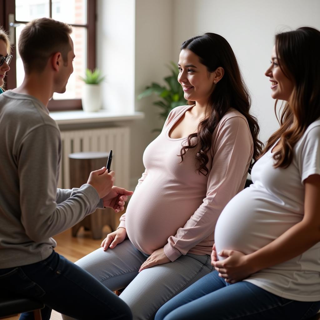 Pregnant Couple Attending Childbirth Class