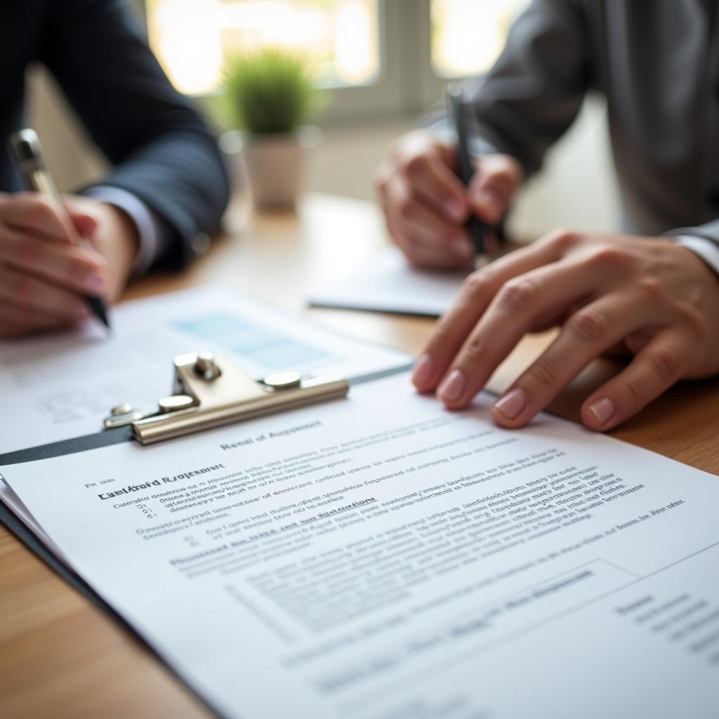 Landlord and Tenant Signing Rental Agreement