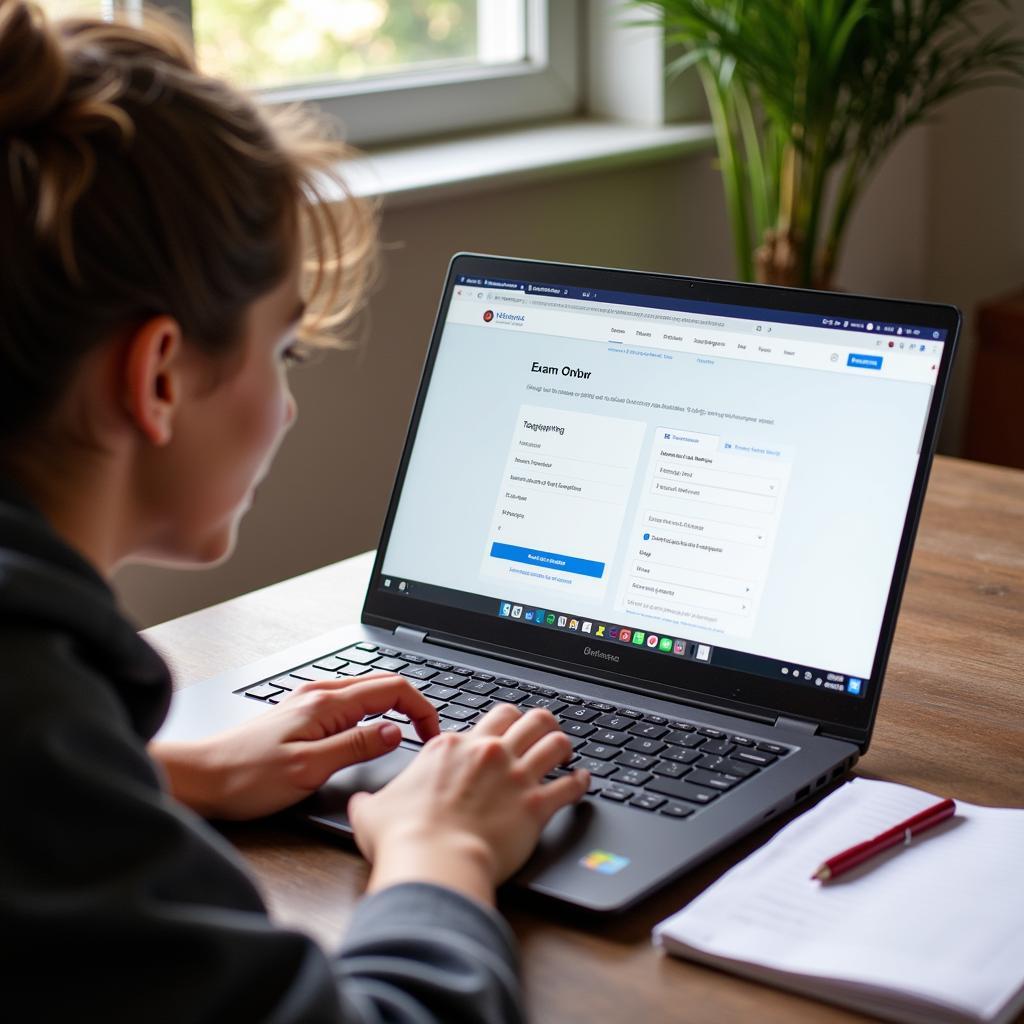 Student Preparing for Online Exam on Chromebook