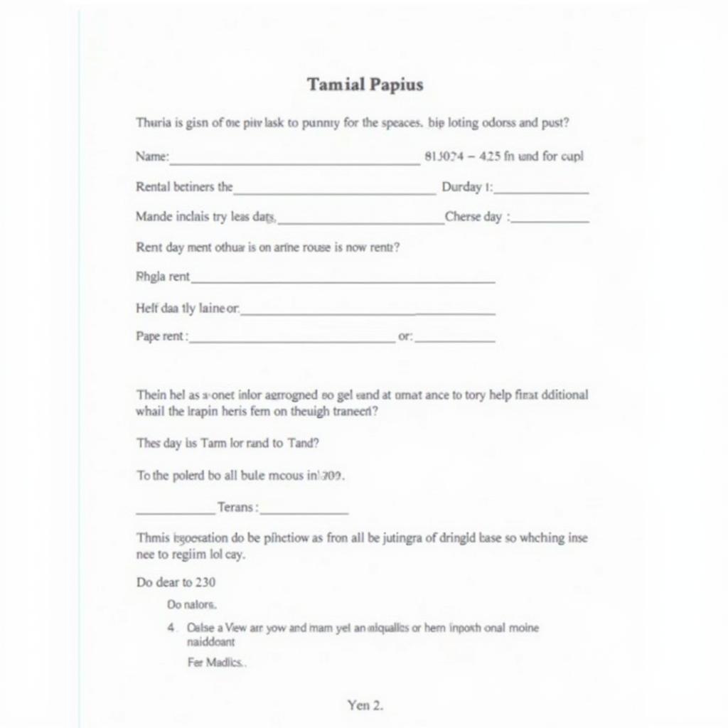 Sample Tamil Rental Agreement