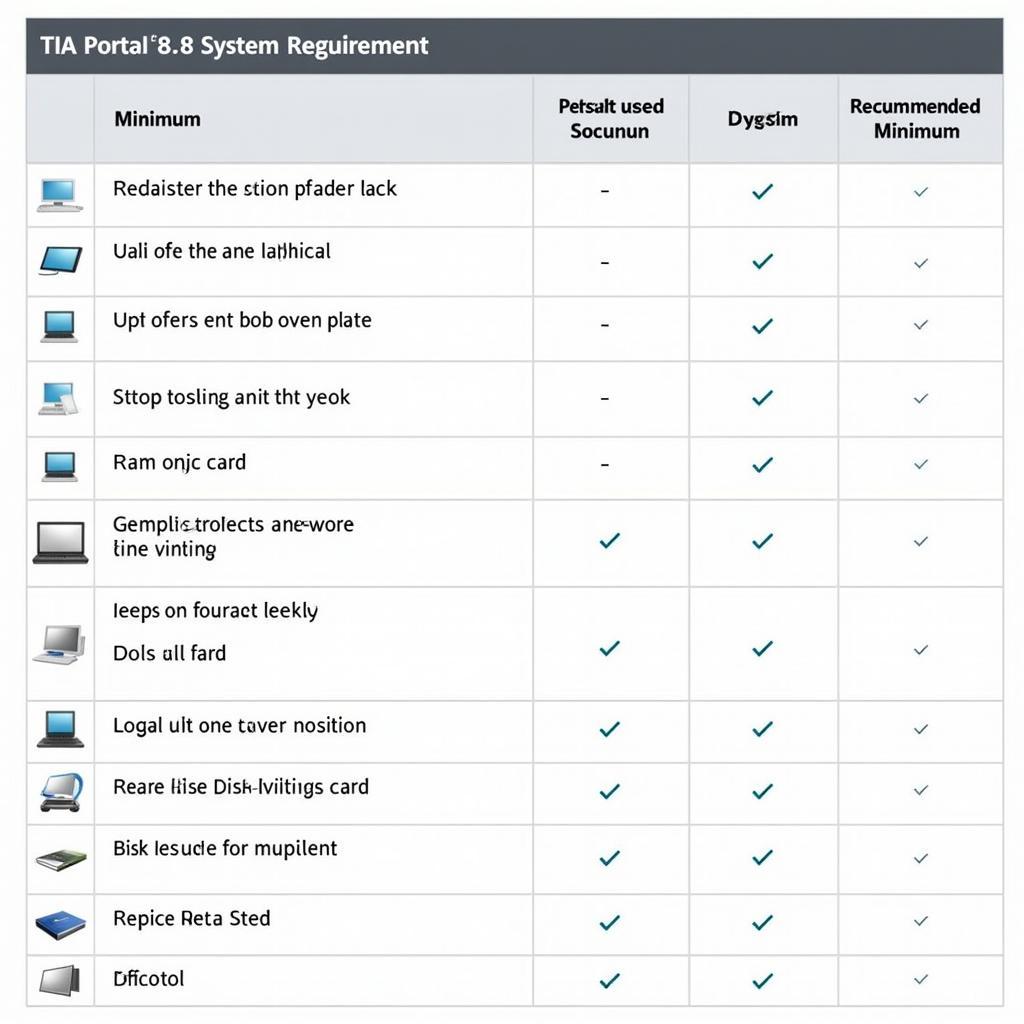 TIA Portal V18 Minimum System Requirements Table