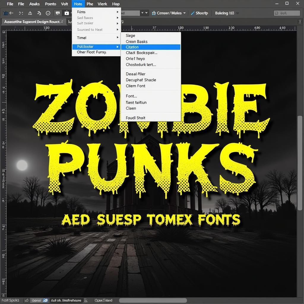 Using Zombie Punks Style Fonts in Design Software