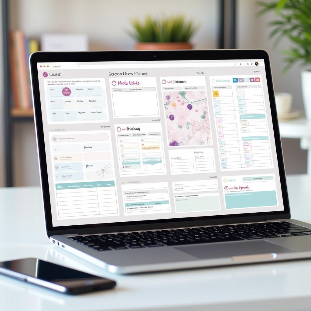 Various Planner Layouts on Laptop Screen