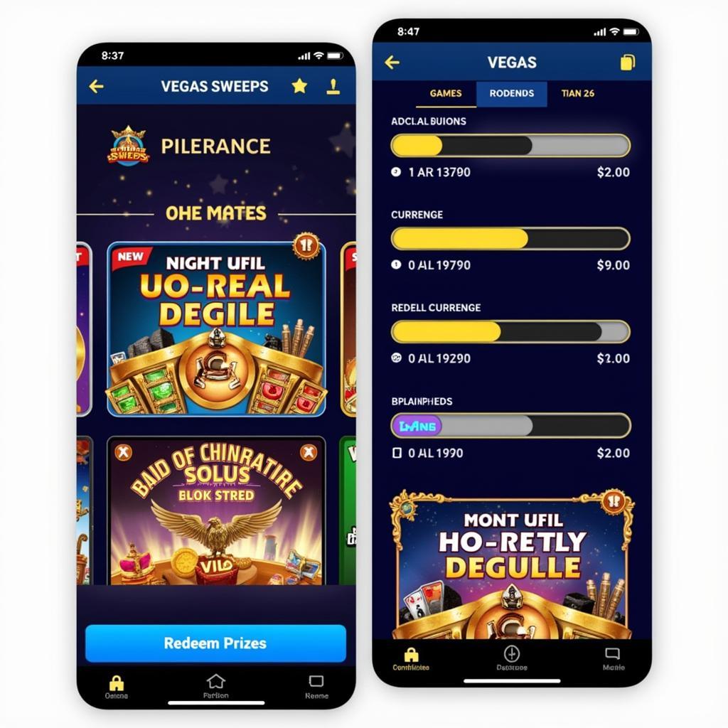 Vegas Sweeps App Interface