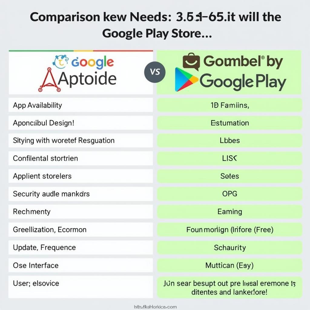 Aptoide vs. Google Play Store Comparison Table