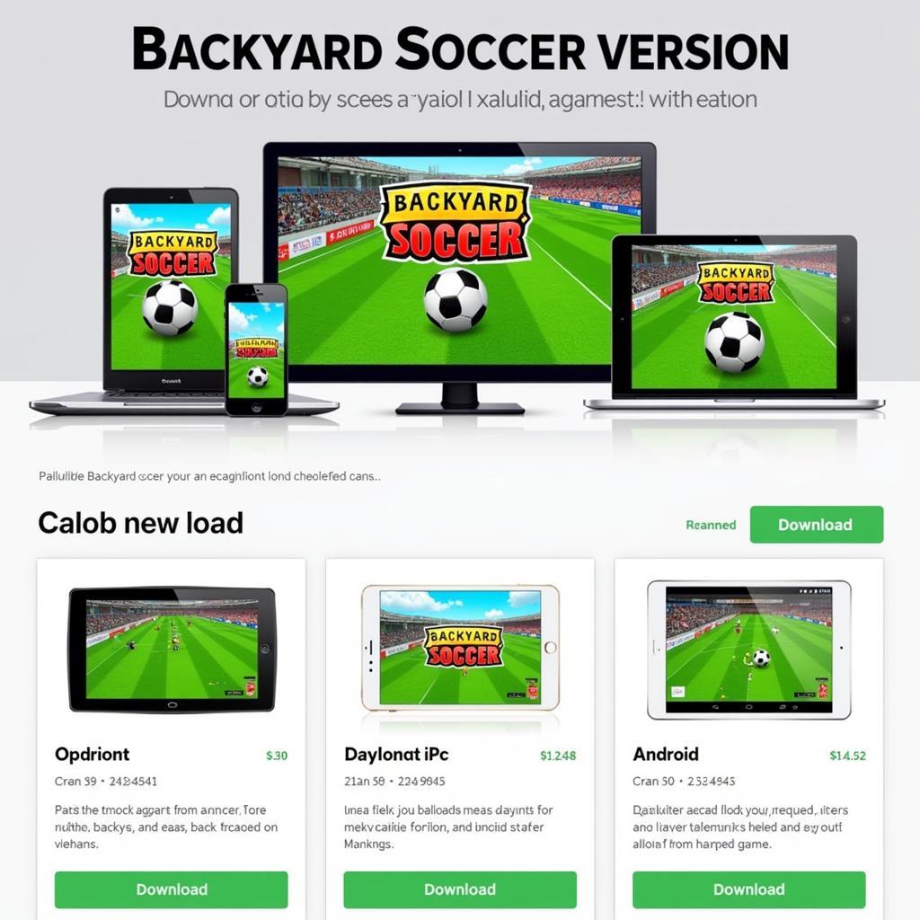 Backyard Soccer game download options for PC and mobile devices.