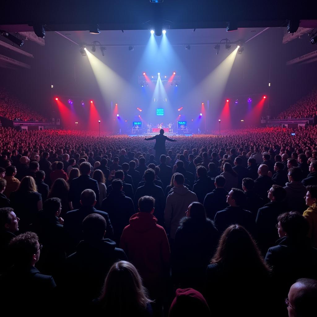 Bad Bunny Concert Atmosphere: A vibrant image capturing the energy and excitement of a Bad Bunny concert, showcasing his connection with fans.