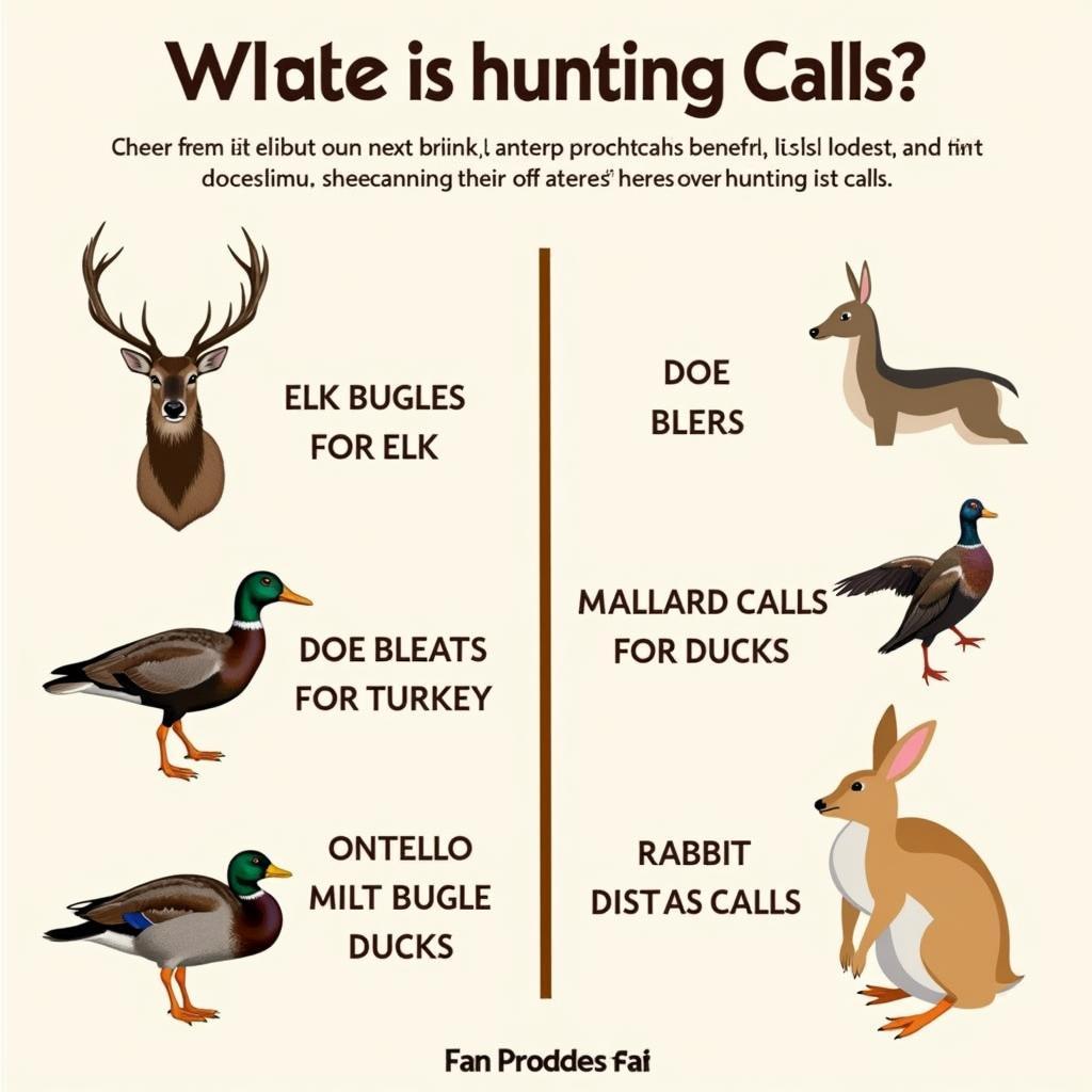 Common hunting sounds categorized by animal species