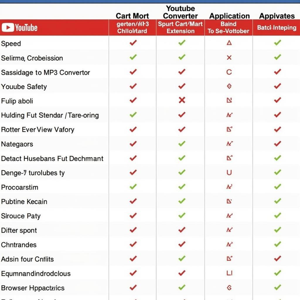 Comparison Chart of YouTube to MP3 Converters