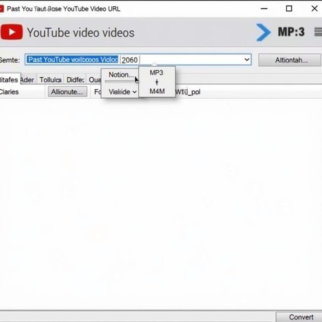 Screenshot of a desktop YouTube to MP3 converter software