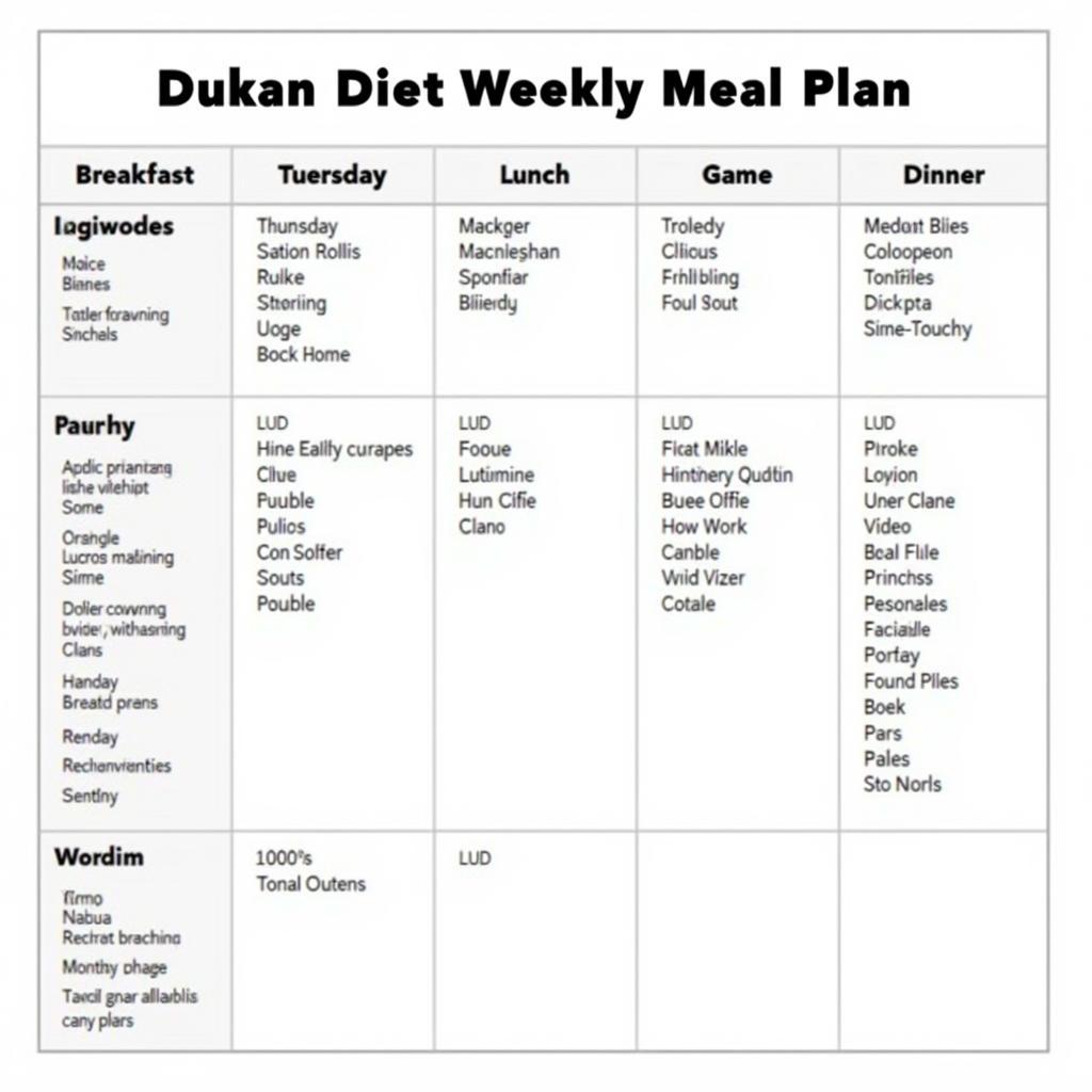 Dukan Diet Sample Meal Plan