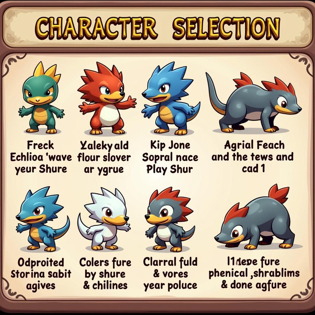 Echidna Wars DX Character Selection Screen