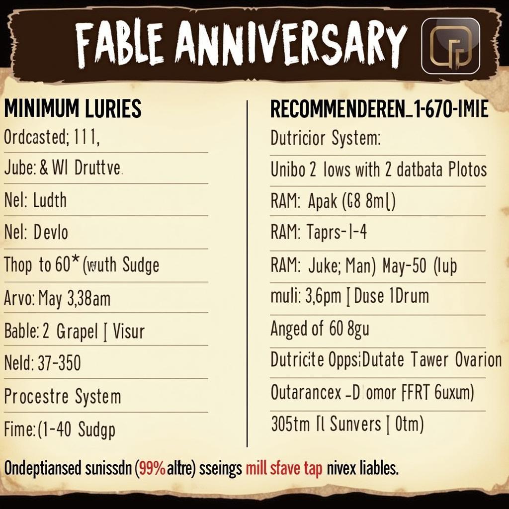 Fable Anniversary PC System Requirements