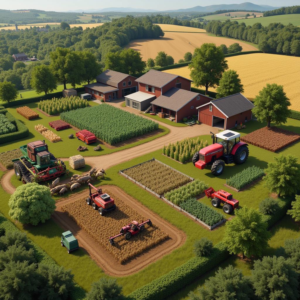 Embark on Your Farming Journey in FS22:  An image depicting a vast and thriving farm in FS 22, showcasing the game's potential for growth and customization.