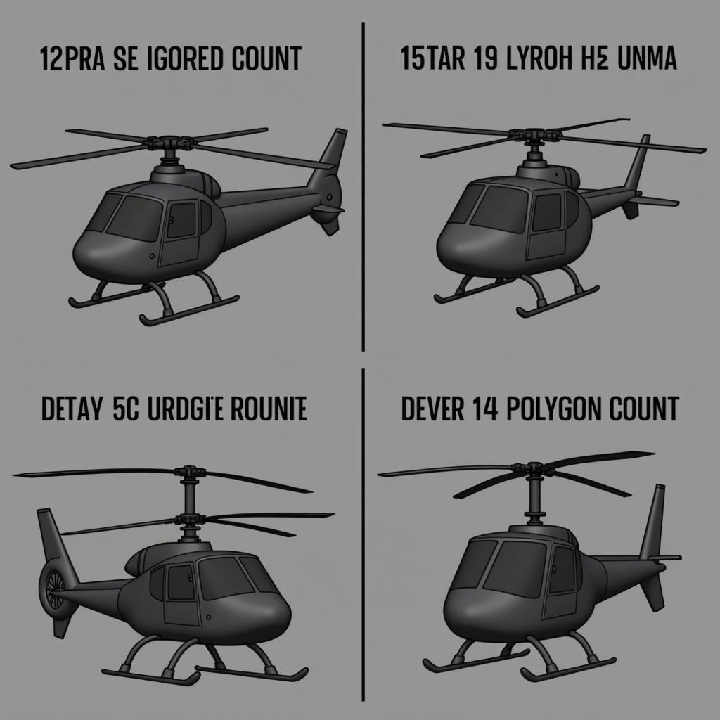 Helicopter 3D Model Polygon Count Comparison