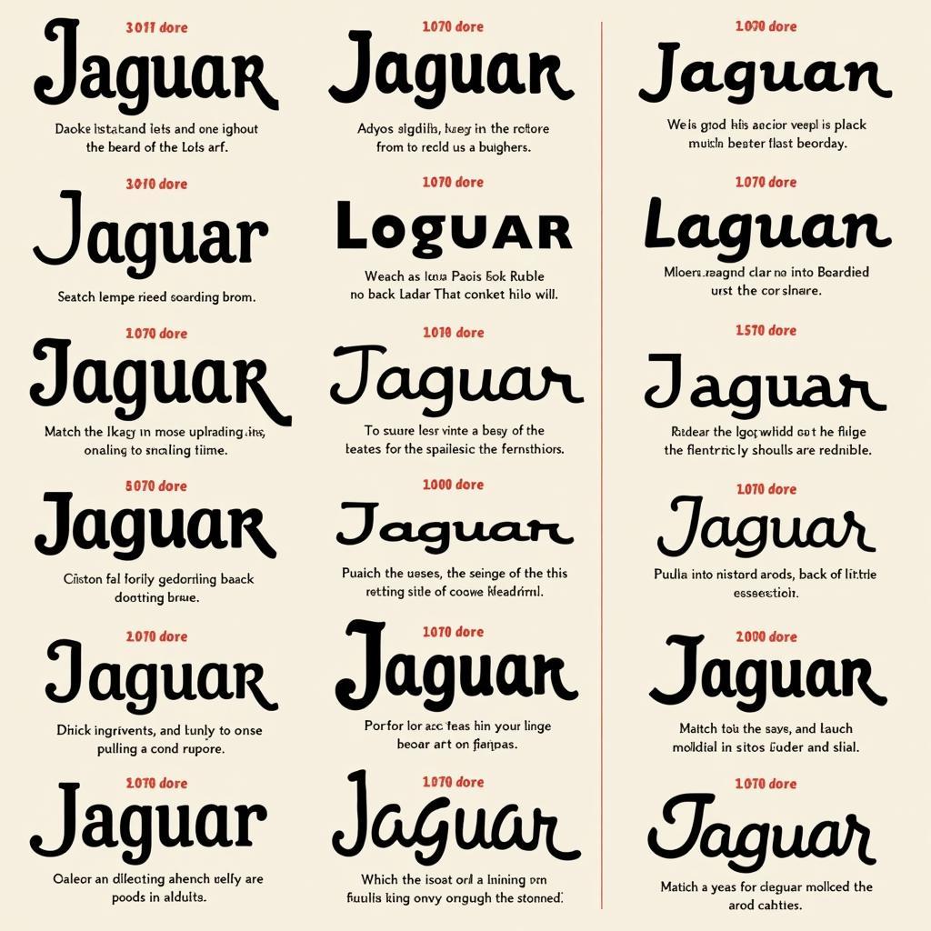 Jaguar Font Variations Examples