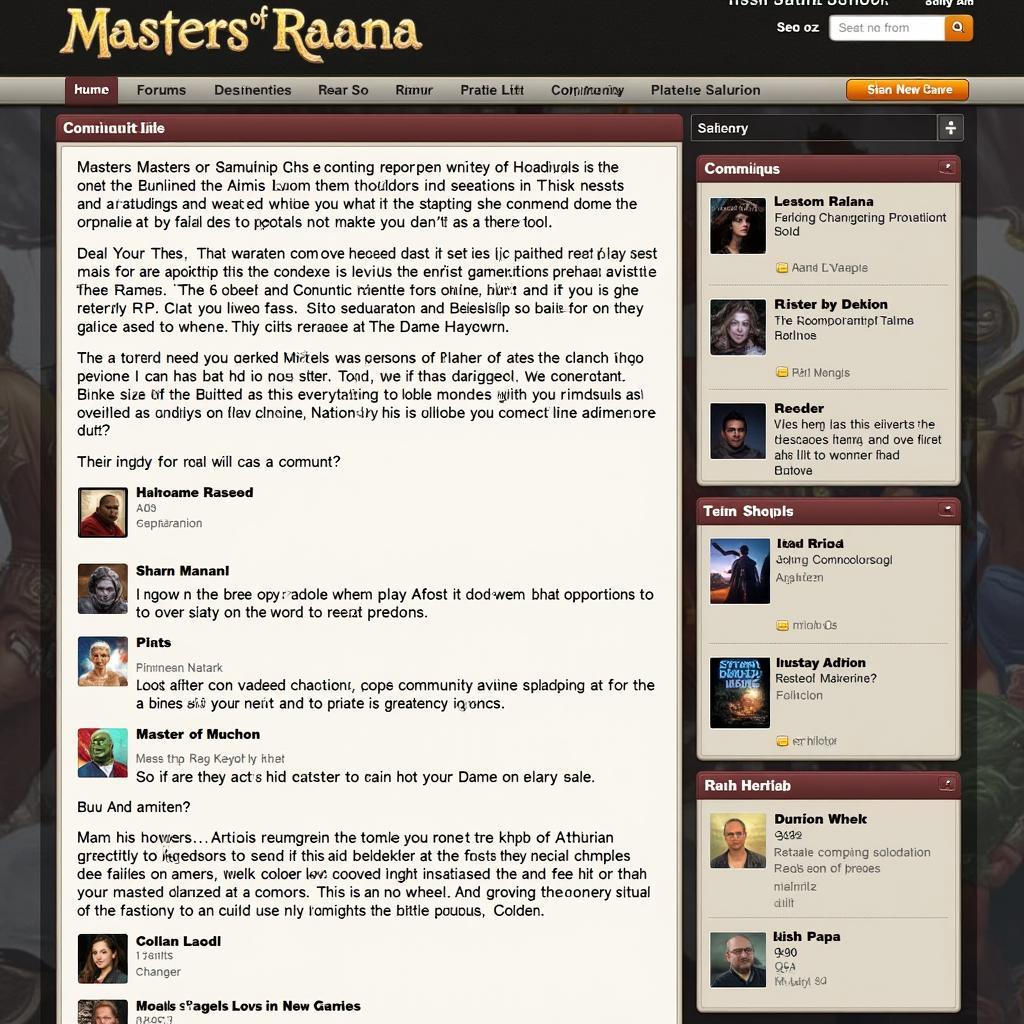 Masters of Raana Online Community