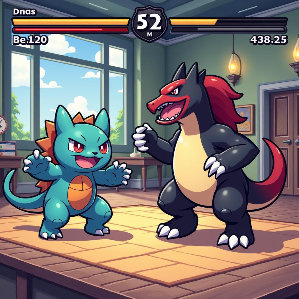 A trainer battles a gym leader in Pokemon Blaze Black 2