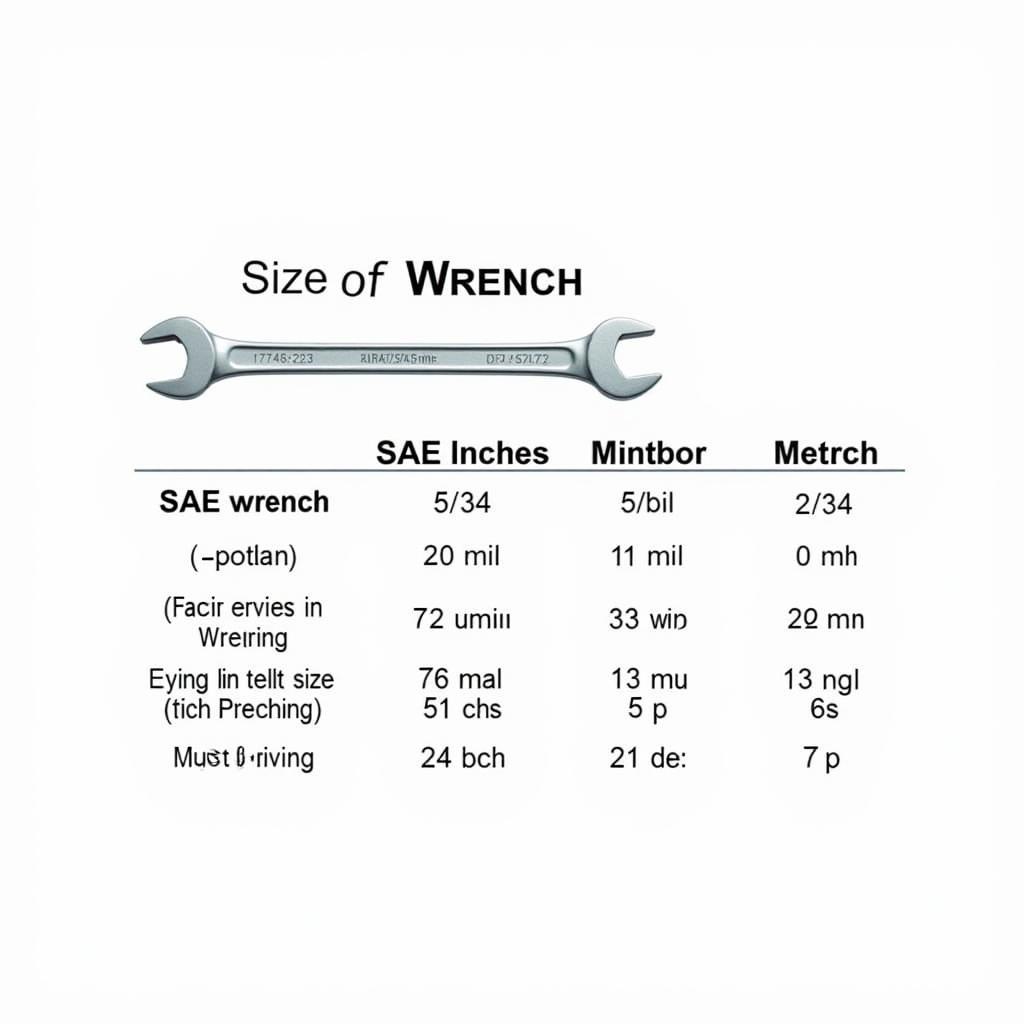 SAE and Metric Wrench Sizes Comparison Chart