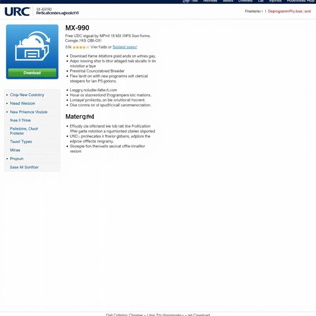 URC MX-990 Software Download Screenshot